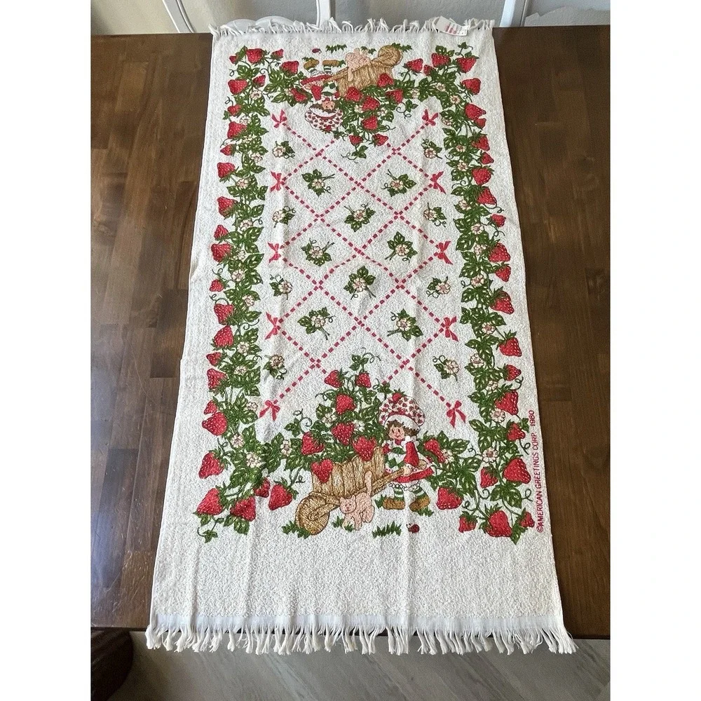 Vtg TAN Strawberry Shortcake 4 Washcloths & 1 Bath Towel 1980 NWT *READ DESC*